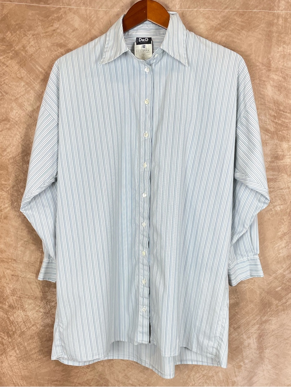 Dolce & Gabbana Light Blue & White Vertical Stripe Men's Dress Shirt size 24/38